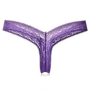Large Size Lace Embroideried Temptation Low Rise G-String V Shape Panties T-back