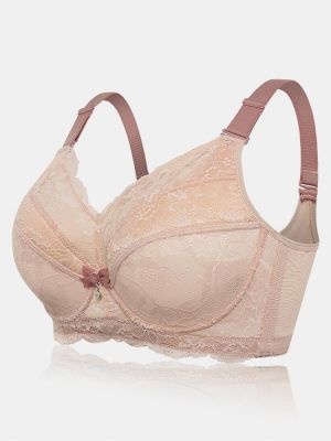 Lace Full Coverage Plus Size Hollow Push Up Gather Bra