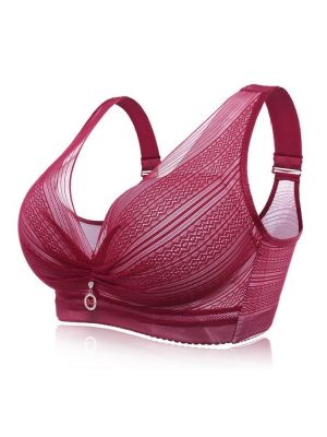 Plus Size Wireless Deep Plunge Gather Back Shaping Longline Bra