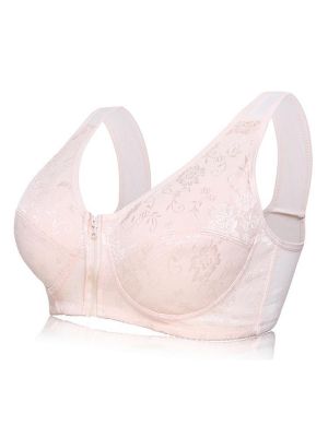 Front Zipper Cotton Full Coverage Wireless Womens Bra