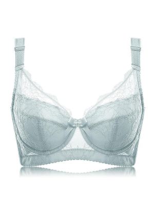 Plus Size Underwire Soft Cotton Push Up Plunge Lace Bra