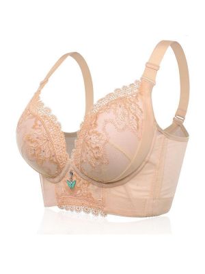 Lace Embroidery Adjustable Lightly Lined Gather Wireless Bra