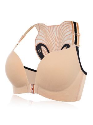 Plus Size Front Closure Strappy Gather Breathable Bra