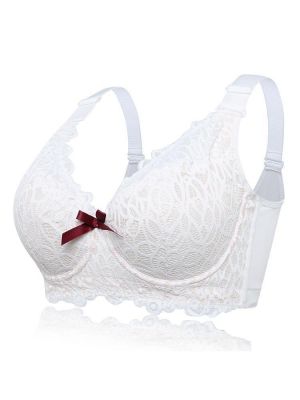 White Lace Back Closure Breathable Push Up Adjustable Bra