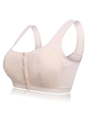 Front Button Soft Cotton Wireless Seniority Leisure Bra