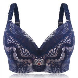 Plus Size Lace Embroidery Removable Padded Memory Metal Wire Bra