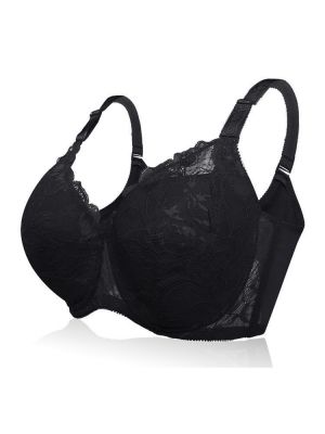 Plus Size Lace Jacquard Gather Full Coverage Push Up Bra