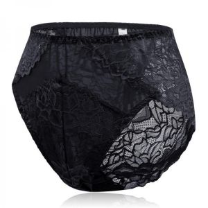 Plus Size Luxury Lace Floral Hollow Out Breathable Briefs