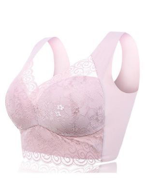 shopping הלבשה תחתונה Plus Size Seamless Lace Back Shaping Ultra Thin Vest Crop Bra