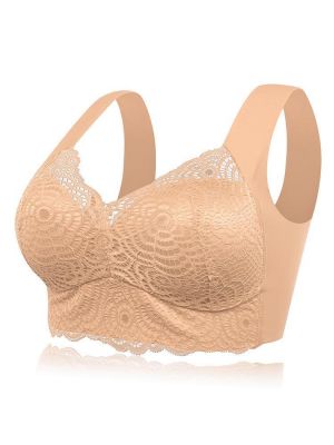 Lace Plus Size Wireless Thin Vest Type Seamless Sleep Bra