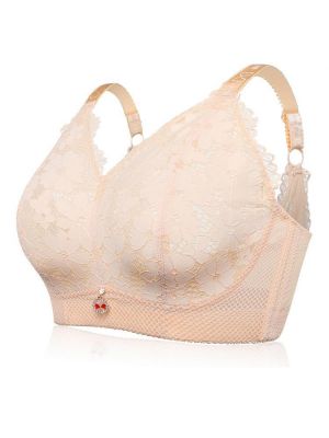 Wireless Unlined Embroidery Ultra-thin Adjustable Mesh Bra