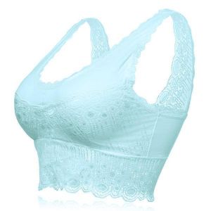 Cozy Lace-trim Hollow Out Wireless Full Cup Push Up Breathable Vest Bra