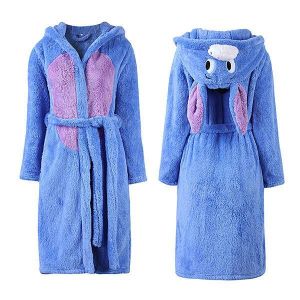 Women Men Comfy Hooded Bathrobe Thicken Coral Velvet Lovely Animals Robes