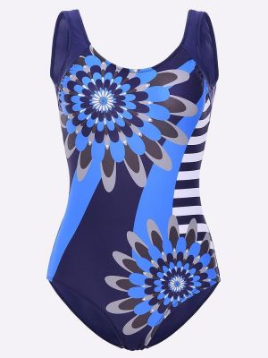 Sexy Low Back Sun Flower Printing Wireless Bathing Suits One Pieces Swimwear