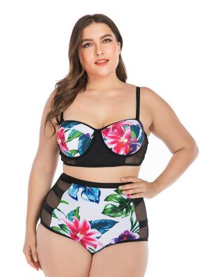 US14 Flower Printing Adjustable Straps Back Closure Bikini