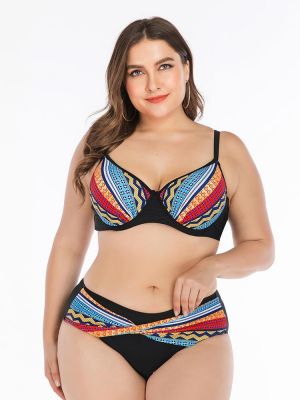 Black Printed Sling Adjustable Straps Back Closure Bikini