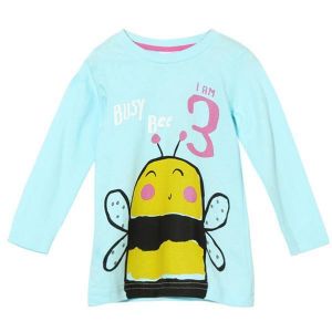 shopping לילדים ואמהות 2015 New Little Maven Summer Baby Girl Children Bee Green Cotton Long Sleeve T-shirt