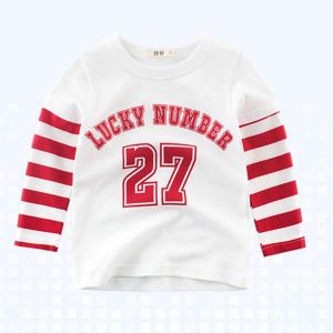 shopping לילדים ואמהות Boys Kids Sport Lucky Number Print Striped Patchwork T-Shirts