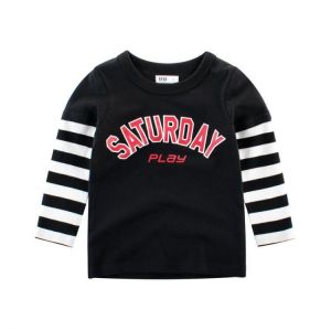 Boys Kids Striped Patchwork Long Sleeve T-Shirts For 3Y-12Y