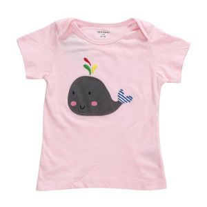 2015 New Little Maven Summer Baby Girl Children Whale Pink Cotton Short Sleeve T-shirt