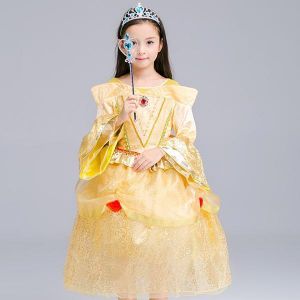 Kid Girls Bell Sleeve O-Neck Fancy Princess Dress