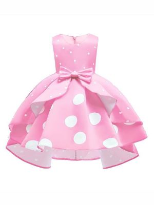 shopping לילדים ואמהות Girls Kids Bow Polka Dot Ruffle Sleeveless Princess Dress