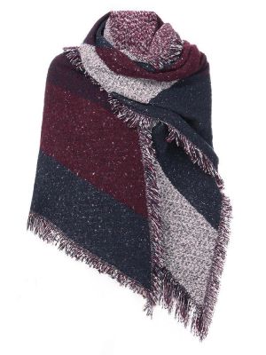 Casual Asymmetrical Women Contrast Colors Plaid Tassel Shawls Wraps