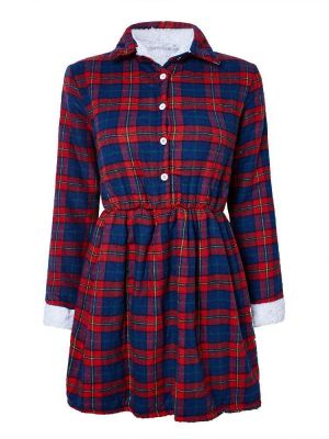 Women Thickening Plaid Elastic Waist Long Sleeve Blouse