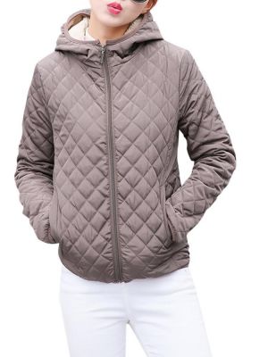 Casual Solid Thick Fleece Hooded Women Short Coats