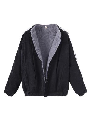 Casual Women Winter Thicken Long Sleeve Corduroy Coats