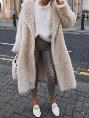 Women Long Sleeve Turn-down Collar Solid Thick Maxi Coats