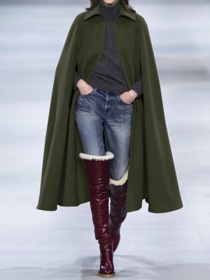 Women Turn-down Collar Winter Cloak Cardigans Casual Coats