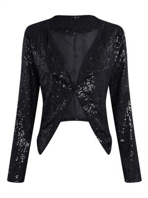 Solid Color Sequins Irregular Jacket Coats For Women
