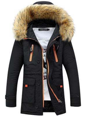 Winter Hooded Long Sleeve Thicken Warm Couple Coats ( Button and cap rope are random )