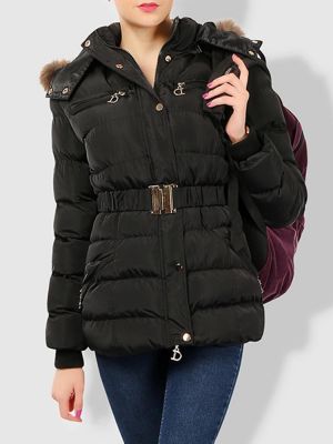 Faux Fur Hooded Quilted Down Coats