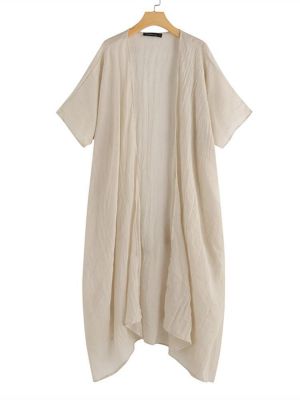 Solid Color Front Open Asymmetric Long Maxi Cardigans