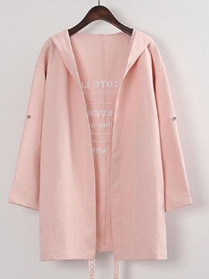 Back Letters Printed Hooded Thin Windbreaker Cardigans