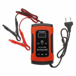 shopping מטענים ומתאמים FOXSUR 12V 5A Pulse Repair LCD Battery Charger Red For Car Motorcycle Agm Gel Wet Lead Acid Battery