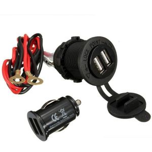 shopping מטענים ומתאמים 12-24V Dual USB Motorcycle Phone Power Charger With Waterproof Cover