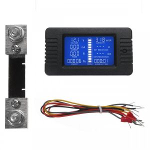 shopping מטענים ומתאמים LCD Display DC Battery Voltage Monitor Meter 0-200V Volt Amp For Cars RV Solar System