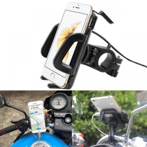 shopping מטענים ומתאמים 12-85V 5V 1.5A Motorcycle Handlebar Phone Navigation Holder USB Charger Universal