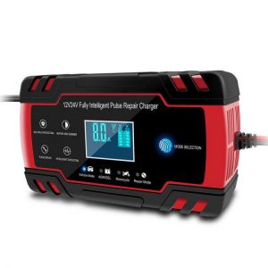 Enusic&trade; 12/24V 8A Red Touch Screen Pulse Repair LCD Battery Charger For Car Motorcycle Lead Acid Battery Agm Gel Wet