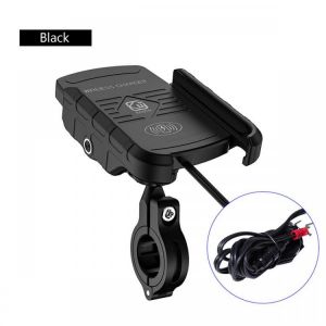 15W Qi Wireless Charger Waterproof 360&deg; Aluminum Phone Holder Handlebar Mount For Motorcycle Bike Bicycle