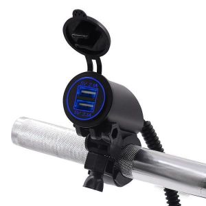 shopping מטענים ומתאמים 28mm 5V 4.2A LED Dual USB Charger 12-24V Socket Power Supply Waterproof Motorcycle Bike Car Boat