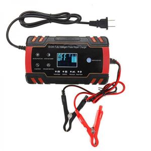 shopping מטענים ומתאמים 12V/24V 8A Touch Screen Pulse Repair LCD Battery Charger Red For Car Motorcycle Lead Acid Battery Agm Gel Wet