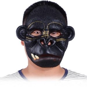 shopping מסיכה לפנים לאופנוענים Hallowmas Party Mask Chimpanzee Animal Role Latex Halloween Mask