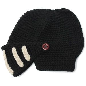 Unisex Winter Warm Wool Stripes Knit Ski Riding Knight Helmet Hat Cap