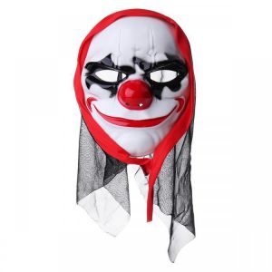 shopping מסיכה לפנים לאופנוענים Red Noise White Clown Mask Cosplay Costume Funny Masks Halloween With Headscarf