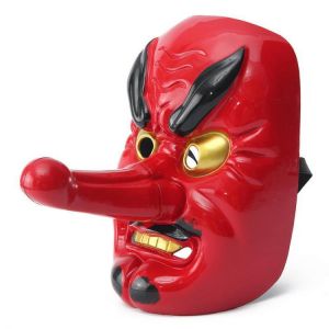 shopping מסיכה לפנים לאופנוענים Tengu Mask Omen Noh Kabuki Samurai Demon Halloween Cosplay Hallowmas