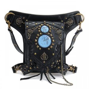 Motorcycle Steampunk Waist Bag PU Leather Handbag Shoulder Gothic Retro Victorian Style